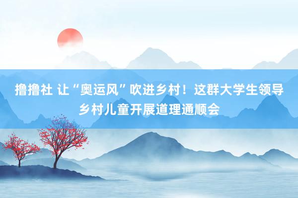撸撸社 让“奥运风”吹进乡村！这群大学生领导乡村儿童开展道理通顺会