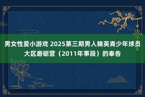 男女性爱小游戏 2025第三期男人精英青少年球员大区磨砺营（2011年事段）的奉告