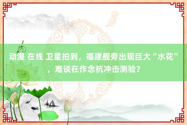 动漫 在线 卫星拍到，福建舰旁出现巨大“水花”，难谈在作念抗冲击测验？