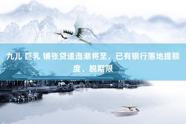 九儿 巨乳 铺张贷逶迤潮将至，已有银行落地提额度、脱期限